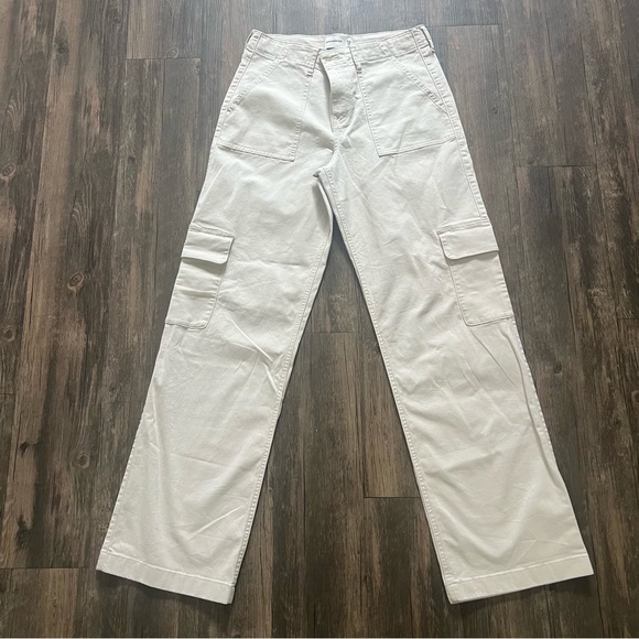 Abercrombie Kids Cream Adjustable Waist Mid Waist Wide Leg Cargo Pants long17/18 - Picture 3 of 13